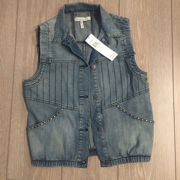 New bcbgeneration denim studded vest XS