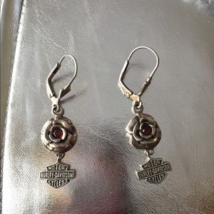 Harley-Davidson dangling silver earrings.
