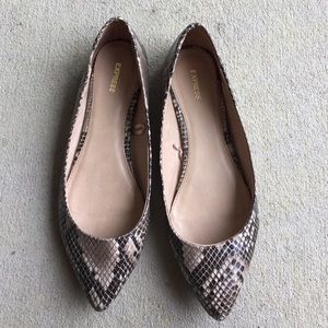 Snake skin express pointed toe flats