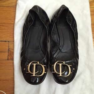 Dior black patent leather flat