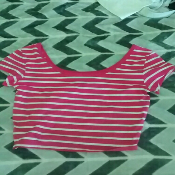 Pink and white stripped crop top
