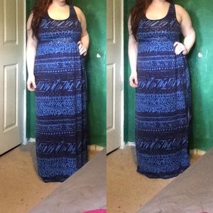 Blue and black maxi