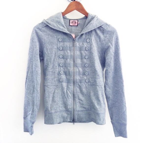 Juicy Couture Grey Military Inspired Hoodie Jacket
