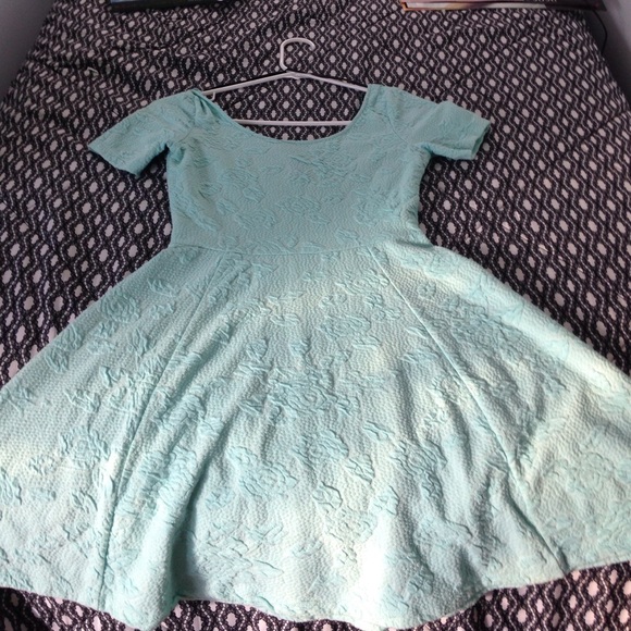 Mint green flower skater dress