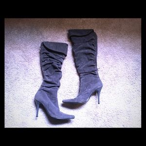 Gray suede boots
