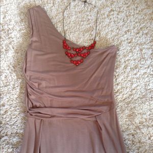Tan cocktail dress - One shoulder (Size S)