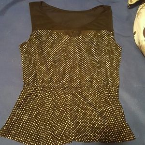 Black and white polka dot peplum shirt