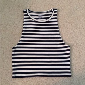 Aerie blue and white striped crop top