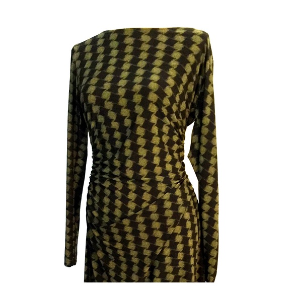 Kamali Culture green/black ruched dress.