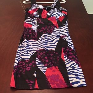 mixed print figure flattering dress