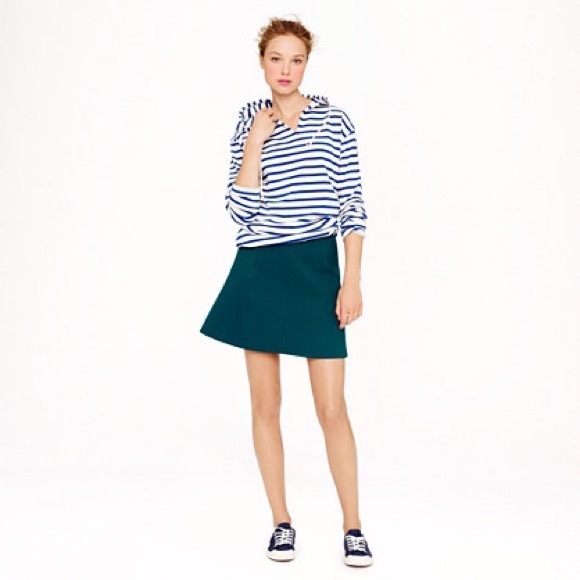 J. Crew forest green fluted double crepe skirt