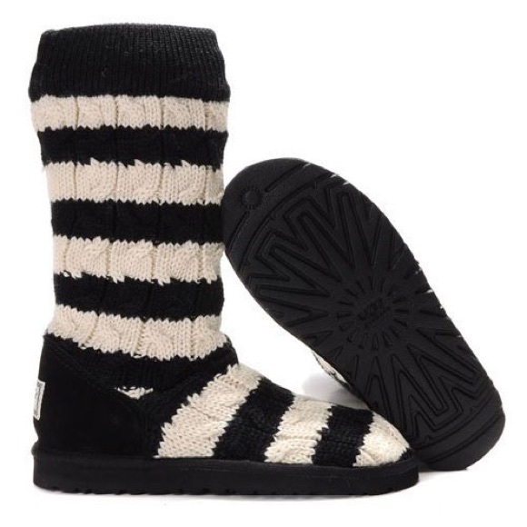 Black and white crochet Uggs