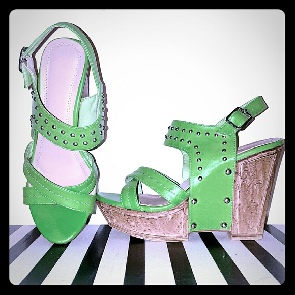Green Studded Wedges