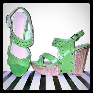 Green Studded Wedges