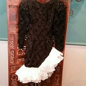 Vintage 1980s Black & White Party Dress