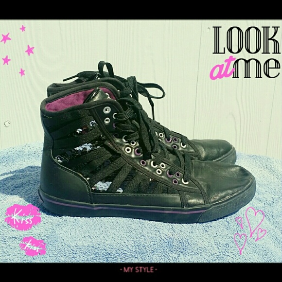 Pastry Black Sequined High Tops 10 10.5 Shoes Cute