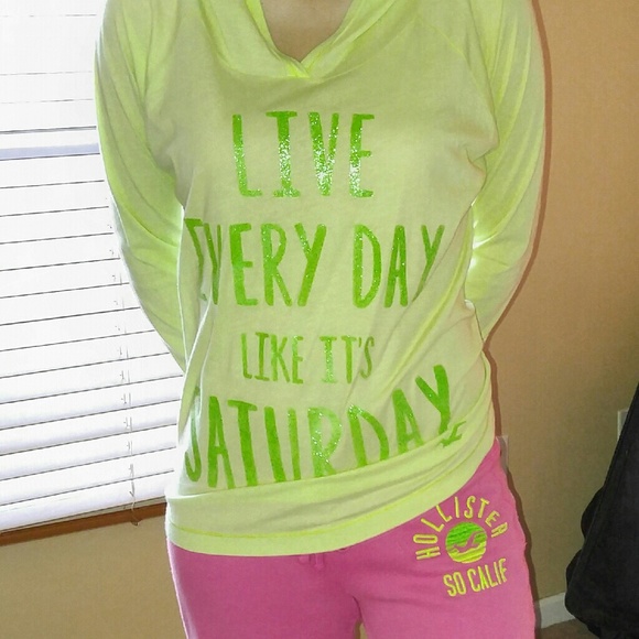 Hollister Neon Green Hoodie Tee