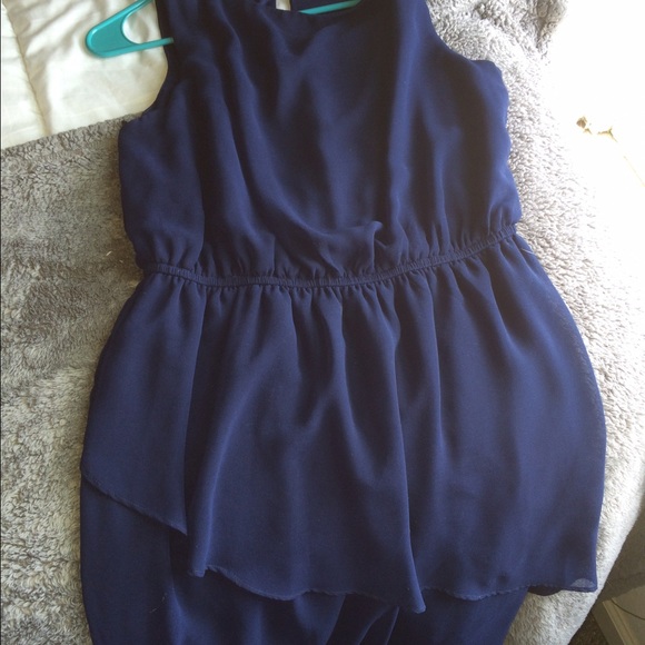 Dark blue chiffon layer dress
