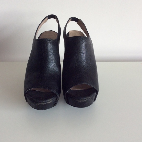 Gorgeous black leather wedge heels