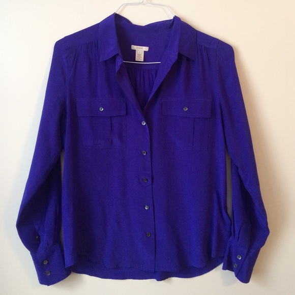 Silky deep blue J. Crew button-down