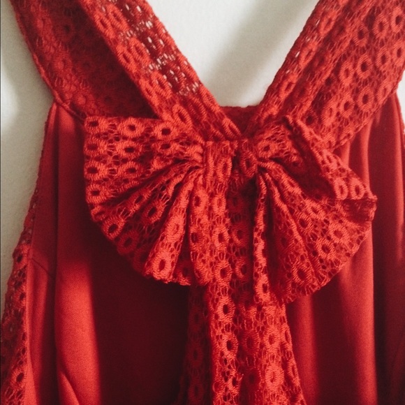 Francesca's Red Lace Bow Back Dress - Picture 2 of 4