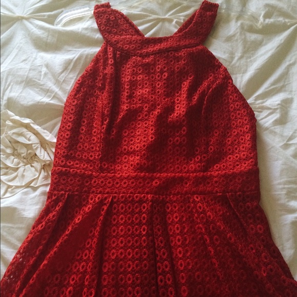 Francesca's Red Lace Bow Back Dress - Picture 4 of 4