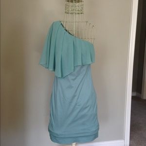 One Shoulder Chiffon Seafoam Green Dress