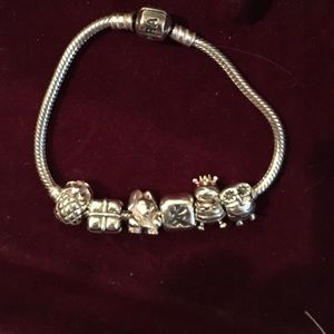 Pandora bracelet with charms