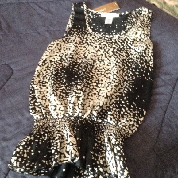 Black and cream silk like top