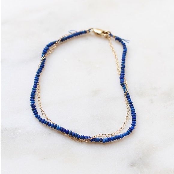Small Lapis Lazuli and Gold Fill Chain Bracelet