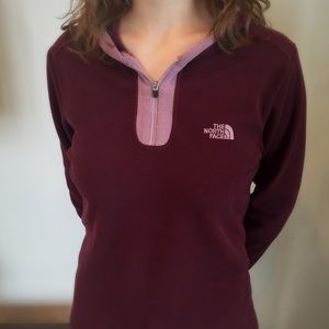 North Face Zip Fleece Hooded Long Sleeve Pullover