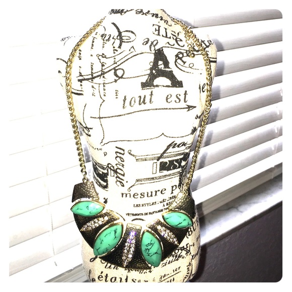 Turquoise and gold statement necklace