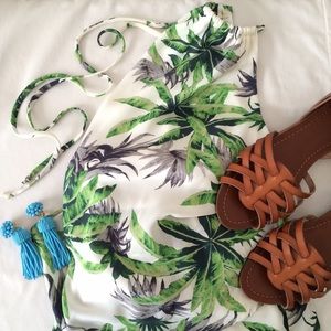 Sage Tropical Print Romper