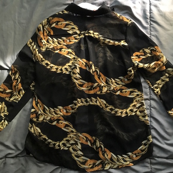 🎉FINAL SALE🎉 Forever 21 Chain Sheer  Blouse M - Picture 4 of 4