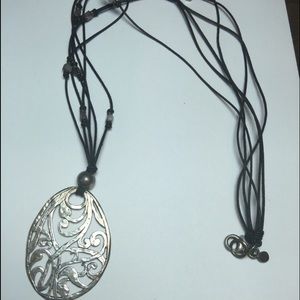 Silpada filigree silver and threaded necklace