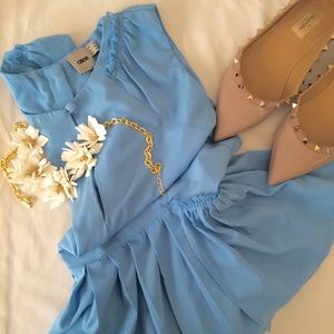 NWT ASOS Baby Blue Pleated Top