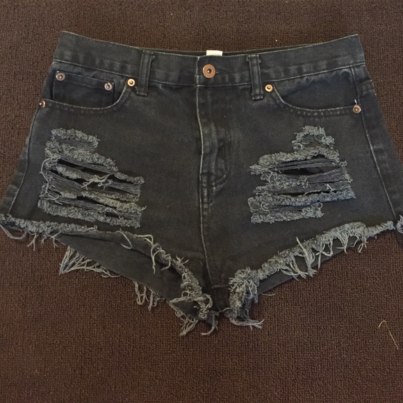 Black jean high waisted shorts