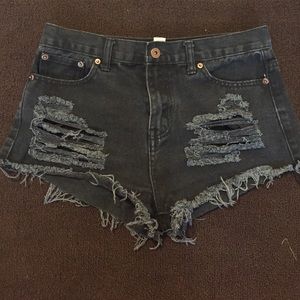 Black jean high waisted shorts