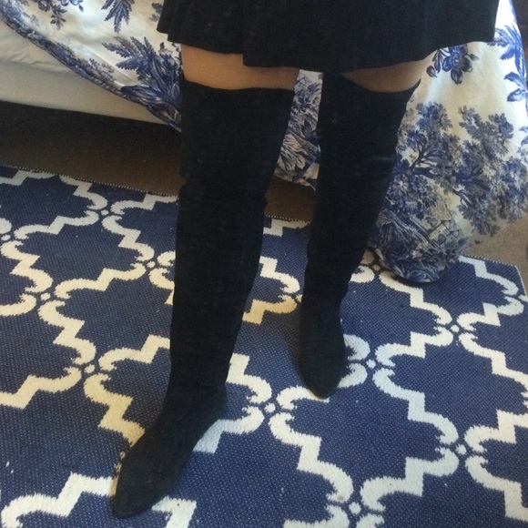 Over the knee black suede boots
