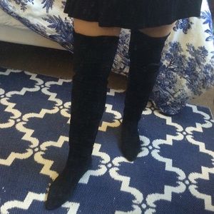 Over the knee black suede boots