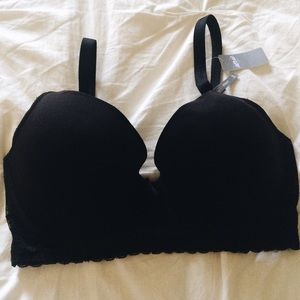 Aerie Bridget Black Lace Longline Bra