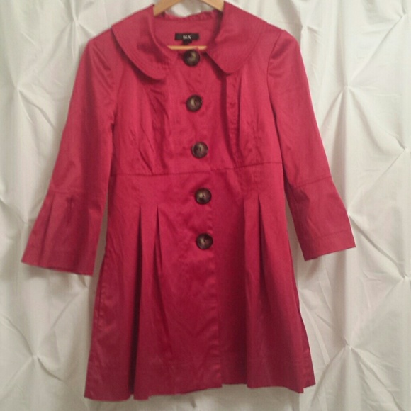 Light Spring Coat in Satiny Red