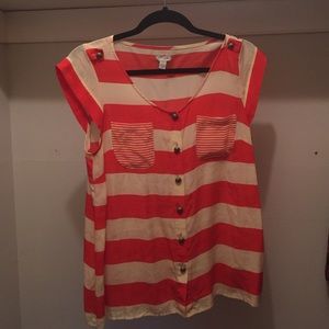Anthropologie blouse stripe silk