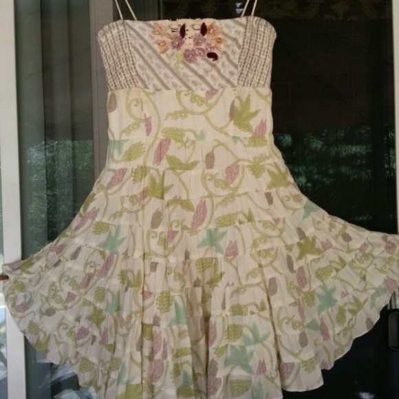Free People floral detail tea strapless dress