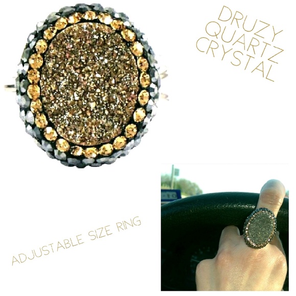 Artisan Jewelry - 🍀 {Artisan} druzy quartz swarovski ring 🎉HP