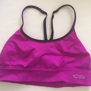 hardly worn Magenta and Black stretchy sports bra