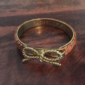 Rachel Leigh Orange Snakeskin Gold Bow Bracelet