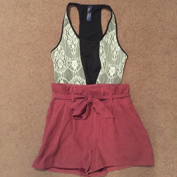 H&M Pants - High waisted maroon suede shorts