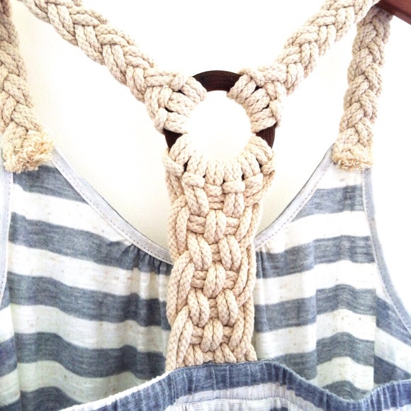 Forever 21 White & Grey Striped Racerback Tank Top - Picture 3 of 3
