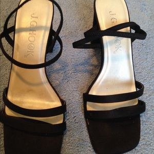 3" black wrapped block heel
